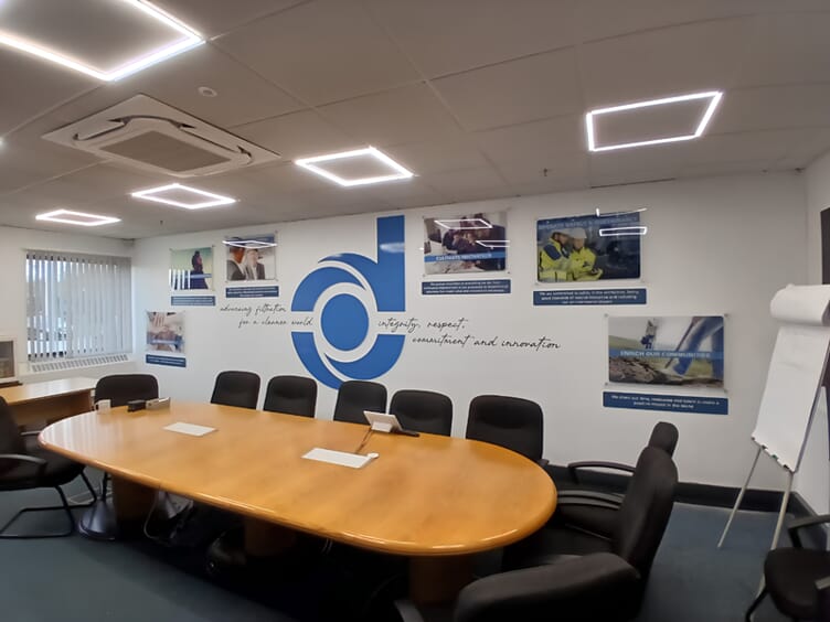 Phase 1 signs and graphics project at Donaldson, Hull. 3D logo with acrylic and foamex panels, as well as wall vinyl lettering.